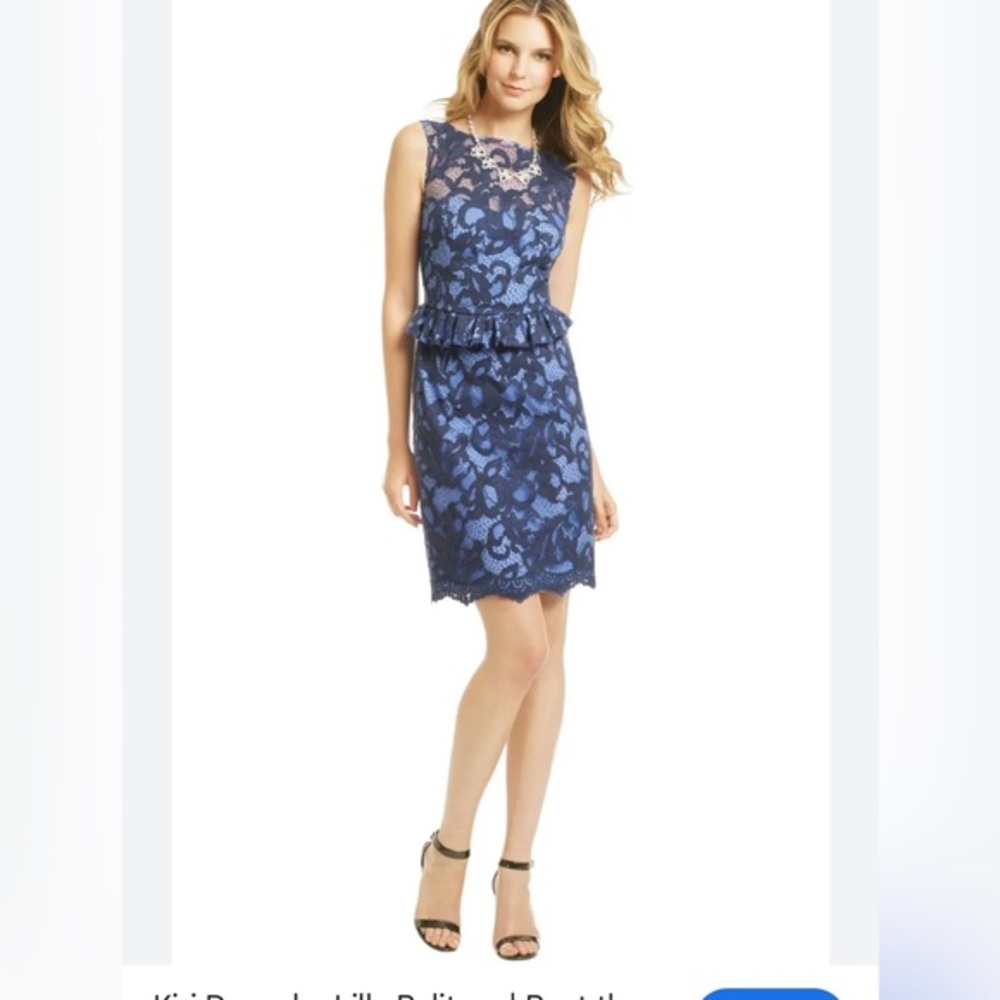 LILLY PULITZER NWT $278 romantic corded lace blue kiri sheath dress 8 M